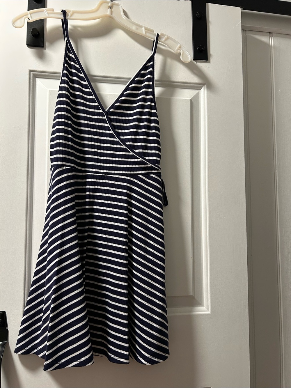 Rue21 Navy and White Striped Sleeveless Wrap Mini Dress